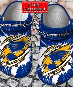 personalized name logo st louis blues hockey ripped claw crocs clog shoes zHT9U