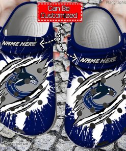 personalized name logo vancouver canucks hockey ripped claw crocs clog shoes ihcWM