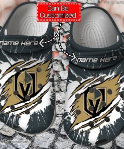 personalized name logo vegas golden knights hockey ripped claw crocs clog shoes 35jZv
