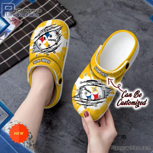 pittsburgh steelers crocs personalized psteelers football ripped claw clog shoes 7 wbo14