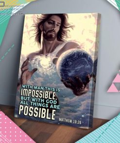 planet jesus christ all things are possible matte wall art canvas and poster Djrkj