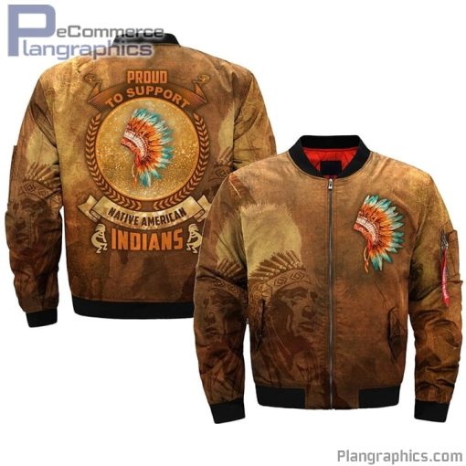 proud to support native american indians bomber jacket bSScr