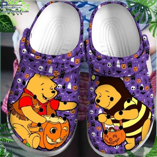 pumpkin pooh halloween and christmas winnie the pooh purple rubber crocs crocband clogs Vc5vR