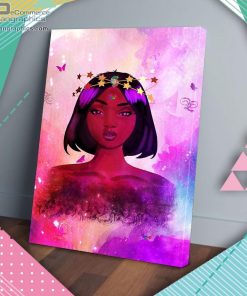 short hair pride black girl matte wall art canvas and poster jkYqE