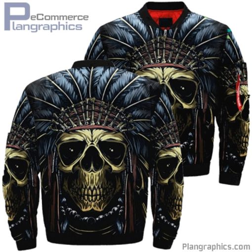 skull native american bomber jacket shirt NAZ3W