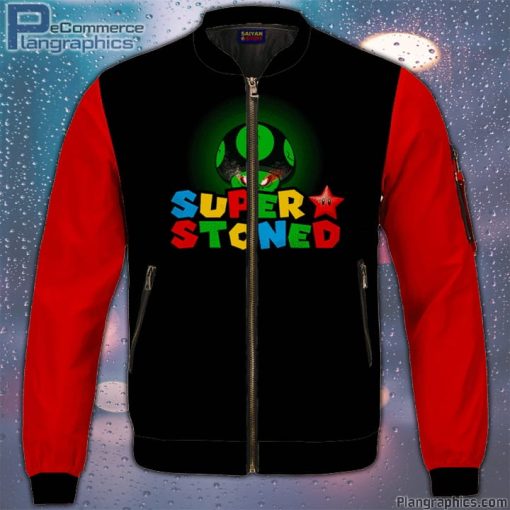 super stoned mushroom weed marijuana mario cool bomber jacket Rpt0m