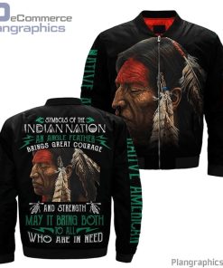symbols of the indian nation an eagle feather brings great courage and strength bomber jacket JIeYv