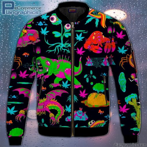 the adventures of rick and morty monsters trippy marijuana bomber jacket nOLRQ