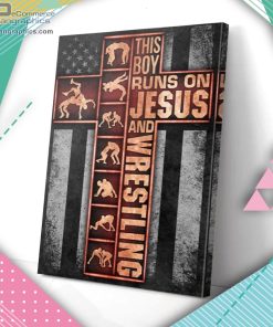 this boy runs on jesus and wrestling matte wall art canvas and poster z8lqq