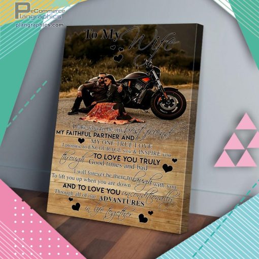 to my wife husband motorcycle matte wall art canvas and poster Kz5Rv