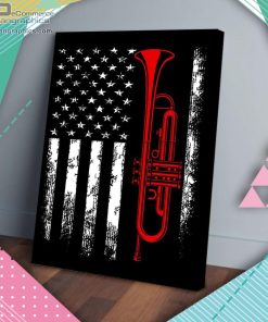 trumpet american flag matte wall art canvas and poster SIW8Q