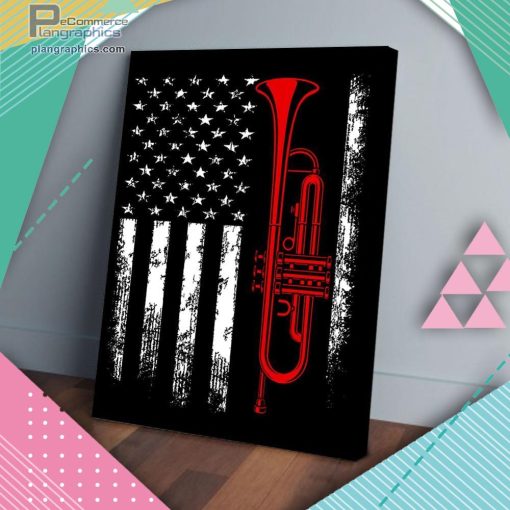 trumpet american flag matte wall art canvas and poster SIW8Q