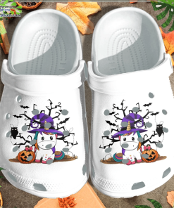 unicorn wearing witch hat shoes clog halloween pumpkin crocs crocband clog t7ZYo