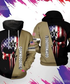 vanderbilt commodores ncaa us flag skull 3d printed hoodie g82sD