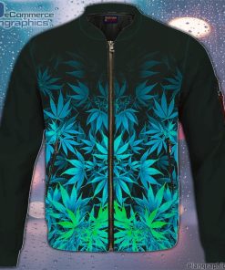 vibrant green fading marijuana hemp 420 kush bomber jacket kzp7F