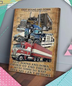 vintage three truck trucker matte wall art canvas and poster Z7OKf