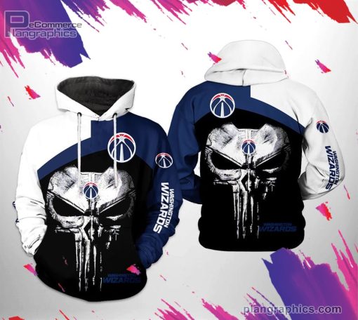 washington wizards nba skull punisher team 3d printed hoodie GJOmh