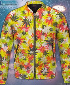 weed hemp marijuana pattern colorful all over print bomber jacket WqlVe