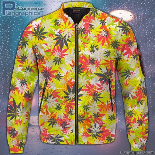 weed hemp marijuana pattern colorful all over print bomber jacket WqlVe