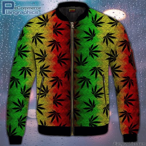 weed leaves marijuana 420 cool reggae pattern bomber jacket 2tBgP