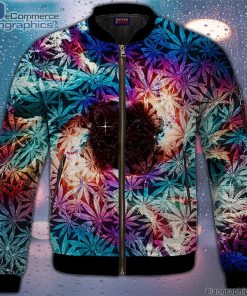 weed marijuana leaves awesome colorful pattern cool bomber jacket 4TDb2