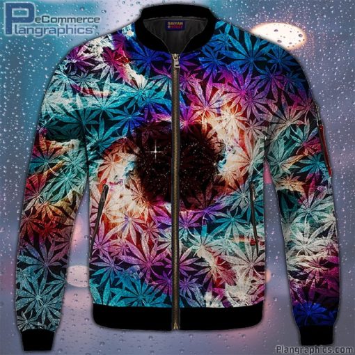 weed marijuana leaves awesome colorful pattern cool bomber jacket 4TDb2