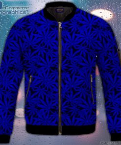 weed marijuana leaves awesome navy blue pattern cool bomber jacket 0Du8b