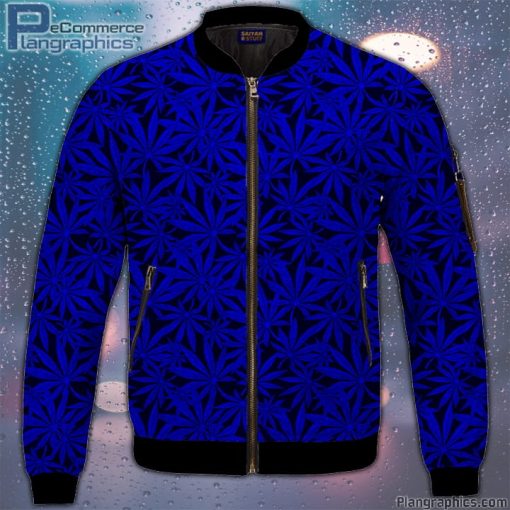 weed marijuana leaves awesome navy blue pattern cool bomber jacket 0Du8b