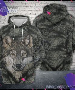wolf on fuax fur 3d printed hoodie n7eD2