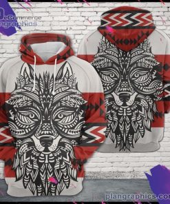 wolf zentangle native pattern 3d printed hoodie OXMIG