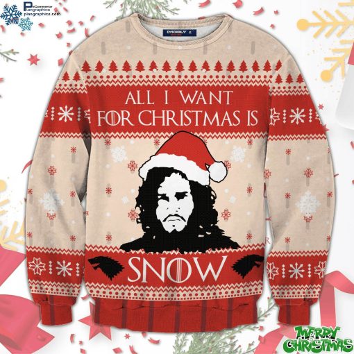all i want for christmas is snow unisex all over print sweater hl1a1
