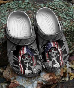 american flag skull crocs classic clogs shoes pkmzad