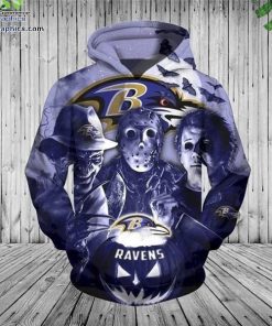 baltimore ravens hoodies 3d halloween horror night hoodie and zip hoodie VYB55