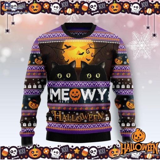 black cat meowy halloween ugly sweater 27 9dfMX