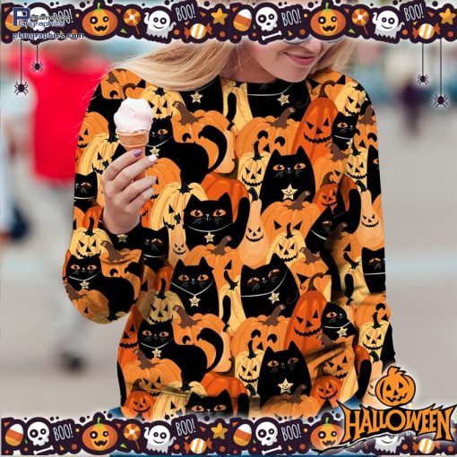 black cat pumpkin halloween ugly sweater 28 pkVpL