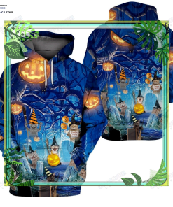 blue halloween cat hoodie and zip hoodie mVFa0
