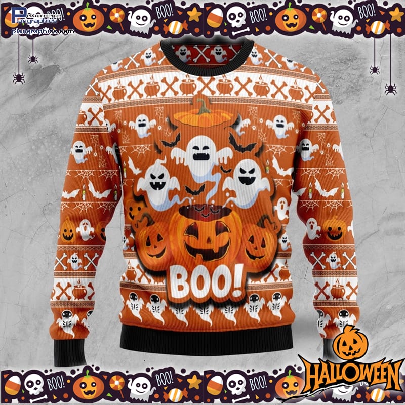 Boo Pumpkin Halloween Ugly Sweater