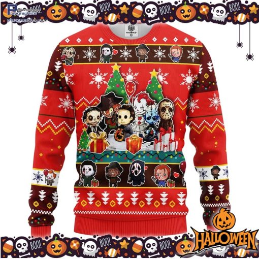 chibi horror halloween ugly sweater 35 sgXua