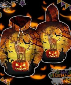 evil pumpkin deer halloween orange hoodie zh9VS