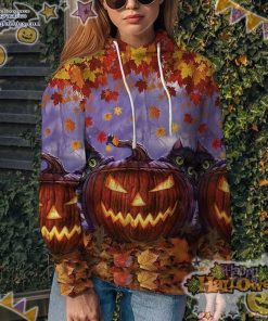 evil pumpkin maple leaves halloween colorful hoodie QO8qV