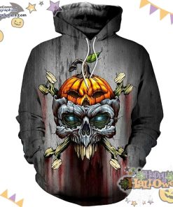 evil pumpkin skull halloween grey hoodie utsex