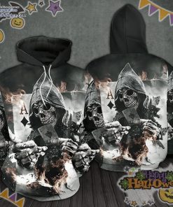 fire gambling grim reaper halloween grey hoodie uCi8J