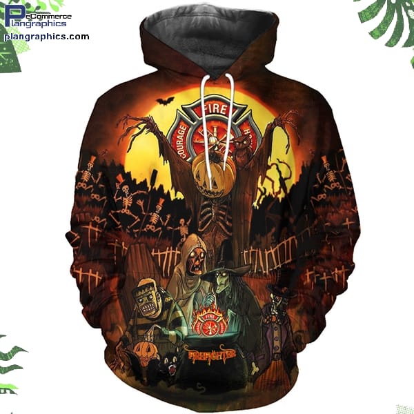 Firefighter Mummy Grave Halloween All Over Print 3D Hoodie And Zip Hoodie