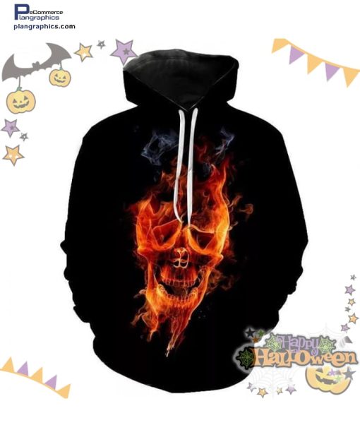 flame skull halloween black hoodie d8kqW