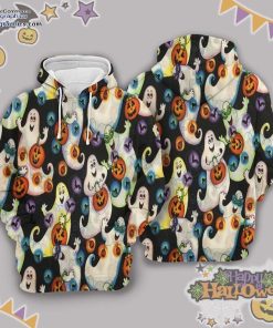 funny ghost pumpkin halloween pattern hoodie DiALN