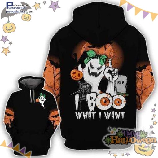 ghost pumpkin i boo what i want halloween black hoodie vlH39