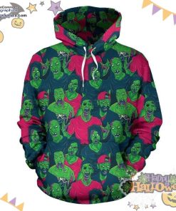 green zombie halloween pattern hoodie tgAm0