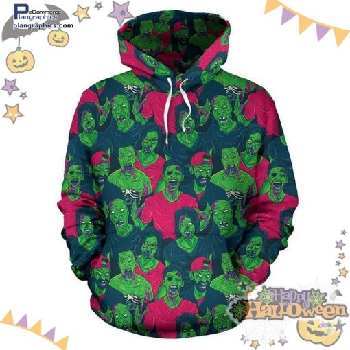green zombie halloween pattern hoodie tgAm0
