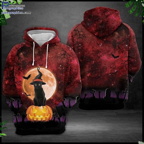 Halloween Black Cat Witch Blood Galaxy Red Cute Design All Over Print 3D Hoodie And Zip Hoodie
