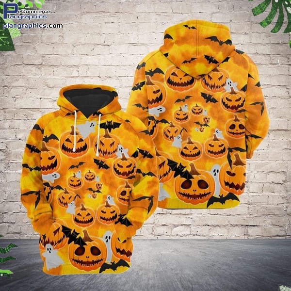 Halloween Evil Pumkin Yellow Cute Design All Over Print 3D Hoodie And Zip Hoodie
